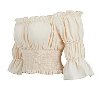 Hengzhifeng Renaissance Shirt Women Pirate Off The Shoulder Crop Top Peasant Blouse (UK 14-16,Beige)