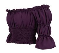 Hengzhifeng Renaissance Shirt Women Pirate Off The Shoulder Crop Top Peasant Blouse (UK 4-6,Purple)