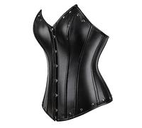 Hengzhifeng Steampunk Faux Leather Corset Bustier Top for Women (UK 22-24,Black)