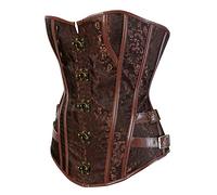 Hengzhifeng Women Faux Leather Steampunk Carnival Party Corset XL Brown