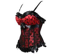 Hengzhifeng Women Gothic Polka Dot Lace Up Boned Dancing Corsets Bustiers Top (UK 2-4,Red)
