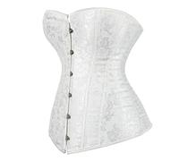 Hengzhifeng Women's Gothic Brocade Lace Up Boned Bustier Corset Top (XX-Small,White)