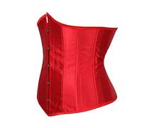 Hengzhifeng Women's Gothic Classic Satin Lace Up Boned Underbust Corsets Bustiers Top (XX-Small,Red)