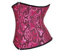 Hengzhifeng Women's Gothic Embroidery Lace Up Boned Underbust Corsets Top Plus Size (XX-Small,Black Pink)