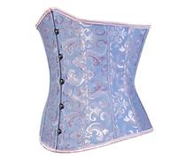 Hengzhifeng Women's Gothic Embroidery Lace Up Boned Underbust Corsets Top Plus Size (XX-Small,Blue)