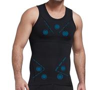 Henicepte Gynecomastia Mens Compression Shirts, Body Shaper Tank Top vest,Slimming Tummy Control Undershirt, Black, Large