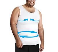 Henicepte Men Slimming Tummy Control Chest Compression Hide Gynecomastia Undershirt Shapewear, White, 3XL