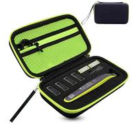 Henjunu Case for Philliips O Blade QP2520/30, QP2620/30, QP2530/30, QP2520/65 Electric Shaver Protective Case, Attachments for Philips oneblade, Hard Shell Travel Carry Case with Sponge, Black + Green