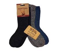 HENKi 3 Pairs of Alpaca Socks, Wool for Men and Women, Warm Cuddly with Alpaca Wool, Thermal Fluffy Knitted Socks for Cold Weather, Black/OREO/Blue, 43-46