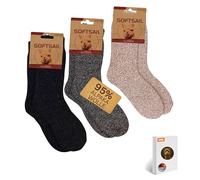 HENKi 3 Pairs of Alpaca Socks, Wool for Men and Women, Warm Cuddly with Alpaca Wool, Thermal Fluffy Knitted Socks for Cold Weather, Black/OREO/Light Brown, 39-42