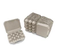 Henlay Quail Egg Cartons - Recycled Cardboard Paper Pulp 3x4 Square Style - Holds One Dozen Eggs (30)