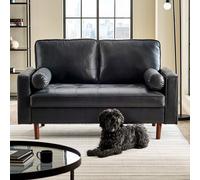 Henley Black Faux Leather Sofa - 2 Seater