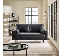 Henley Black Faux Leather Sofa - 3 Seater
