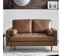 Henley Brown Faux Leather Sofa - 2 Seater