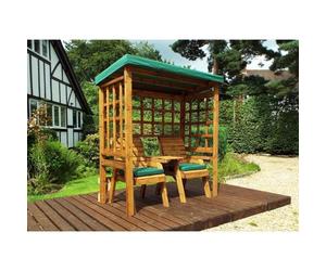 Henley Garden Arbour by Charles Taylor - 2 Seats Green Cushions