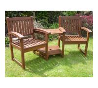 Henley Love Seat Hardwood Garden Bench Corner Companion Set FSC®-Certified