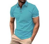 Henley Neck Polo Shirt for Men Workwear Business Casual Pullover Tops Stretch Comfortabl Lightweight Breathable Tunics （BU2，3XL）