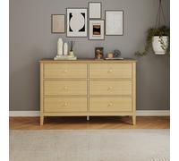 Core Products Henley 3 + 3 Wide Light Oak Effect Chest Of Drawers With Metal Runners