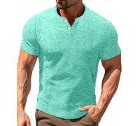 Henley Shirt Long Sleeve Summer ShirtMen'S Sports Tops Golf Tops Mens UK Men's Clothes T Shirt UK Polo Mens Golf Summer Office Shirts Long Sleeve T Mint Green