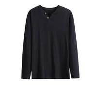 Henley Shirts for Men Coton Pullover Long Sleeve 2 Button T Shirts Casual Loose Solid Color V-Neck Tops Comfy Lightweight Going Out Pullover Outdoor Sports Basic Tee Tops