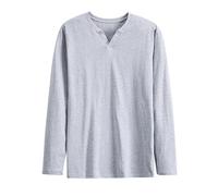 Henley Shirts for Men Coton Pullover Long Sleeve 2 Button T Shirts Casual Loose Solid Color V-Neck Tops Comfy Lightweight Going Out Pullover Outdoor Sports Basic Tee Tops
