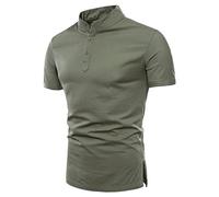 Henley Shirts for Men Long Sleeve Cotton and Linen T-Shirts Loose Casual Button Down Shirt Tops Classic Tees Blouse Camisas Playeras para Hombre(Pink, L)