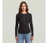 Henley Slim T-Shirt - Black - Women L