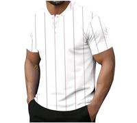 Henley T Shirt Mens Short Sleeve Summer Casual Grandad T Shirts for Men UK Crewneck Fashion Striped Collarless Shirts 4 Buttons Comfy Tshirts Holiday Beach Top