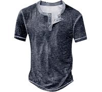 Henley T Shirt Mens Summer Short Sleeve Classic Buttons Distressed Vintage Waffle Plaid Casual Shirts Stylish Slim Fit Comfy Daily Work Out Sport Running Tshirt Lightweight Breathable T Shirts