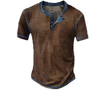 Henley T Shirt Mens Summer Short Sleeve Classic Buttons Distressed Vintage Waffle Plaid Casual Shirts Stylish Slim Fit Comfy Daily Work Out Sport Running Tshirt Lightweight Breathable T Shirts