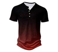 Henley T Shirt Mens UK Sale Clearance, Men's T-Shirts Muscle Fit Gradient Running Athletic Tshirts Short Sleeve Basic Tee Shirt Summer Casual Stylish 4 Buttons Slim Henley Tops S-5XL