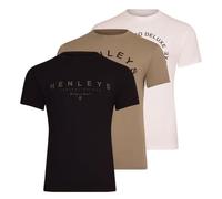 Henleys 3 Pack Mens Original Classic Tee Crew Neck T Shirt Classic Logo Men's Multipack Tees Assorted M