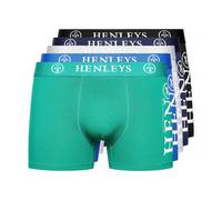 Henleys Mens Kelmack Five Pack Boxers Black/Peacoat/Blue/Grey Marl/Green S