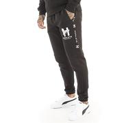 Henleys Mens Designer Fleece Jogging Bottom Jog Pants Classic Logo Tracksuit Bottoms Cuffed Closed Cuff with Drawcord Waist Basic Core Sweatpants Lounge Black L
