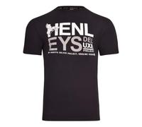 Henleys Mens Original Designer Classic Logo Crew Neck T Shirt Retro Summer Classic Breathable & Lightweight Ideal for Leisure & Summer Black XL