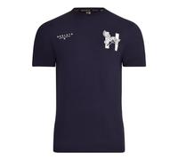 Henleys Mens Original Designer Logo T Shirt Crew Neck Soft Cotton Classic Side Logo Tee Top Tshirt Navy XL