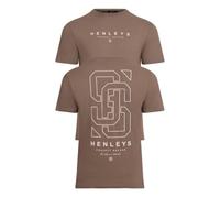 Henleys Mens Original Front and Back Logo Designer Crew Neck T Shirt Short Sleeve Casual Men's Tops Large Back Print Dusty Olive XL