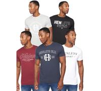 Henleys Mens Varick T-Shirt (Pack of 5) (Multicoloured) - Green Cotton - Size Medium