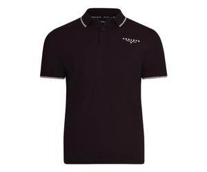 Henleys Original Project Deluxe Polo T Shirt Branded Button Front Classic Cotton Tee Pique TShirt Short Sleeve Top with Tipping Black L