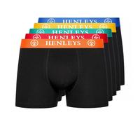 Henleys Primas Mens 5pk Boxer Shorts Elastic Comfort Underwear Assorted Black