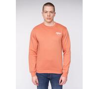 Henleys Scripthen Men's Carbon Brushed Fleece Sweatshirt - Ultra-Soft Cotton-Rich Crew Neck with Flock Print in Coral | Size: Large Henleys Coral L