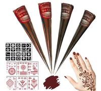 Henna Tattoo Set - 2 x Brown and 2 x Red Henna Paste with 20 Stencils and 6 Stickers, Henna Brown Freckles, Henna Colour, Henna Red Brown, Freckles Henna, Henna Freckles
