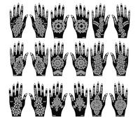 Henna Tattoo Stencils Kit, 18 Sheets Reusable Templates for Hand and Forearm