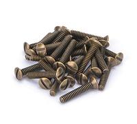 Henne Bery 3/4" Long 6-32 Thread, Oval Head Milled Slot Replacement Wall Plate Screws, 30 Pack, Antique Brass