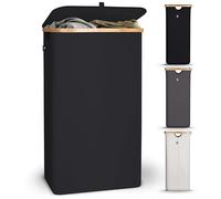 HENNEZ 100L Bamboo Grey Laundry Basket with Lid - Laundry Hamper With Removable Bag - Dirty Clothes Basket Washing Baskets for Laundry - Hamper Baskets Clothes Basket Laundry Wash Baskets Laundry Bin