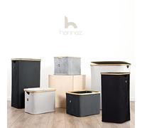 HENNEZ 100L Bamboo Grey Laundry Basket with Lid - Laundry Hamper With Removable Bag - Dirty Clothes Basket Washing Baskets for Laundry - Hamper Baskets Clothes Basket Laundry Wash Baskets Laundry Bin