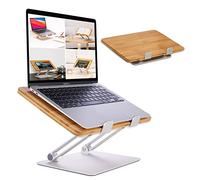 HENNEZ Laptop Stand Wood Height Adjustable - Notebook Stand/MacBook Stand - Laptop Holder, Riser for Desk - Laptop Stand