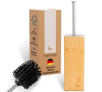HENNEZ Silicone Toilet Brush with Bamboo Brush Holder