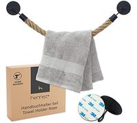 Hennez Towel Holder Jute Rope - Wall, Bathroom No Drilling - Kitchen Gluing Instead of Drilling - Tea Towel Holder Towel Rail Black