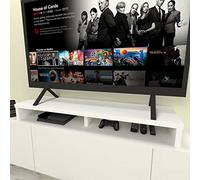 Henor Wooden Double TV Riser 130 x 35 x 15 cm Matt White Supports + 100 kg.